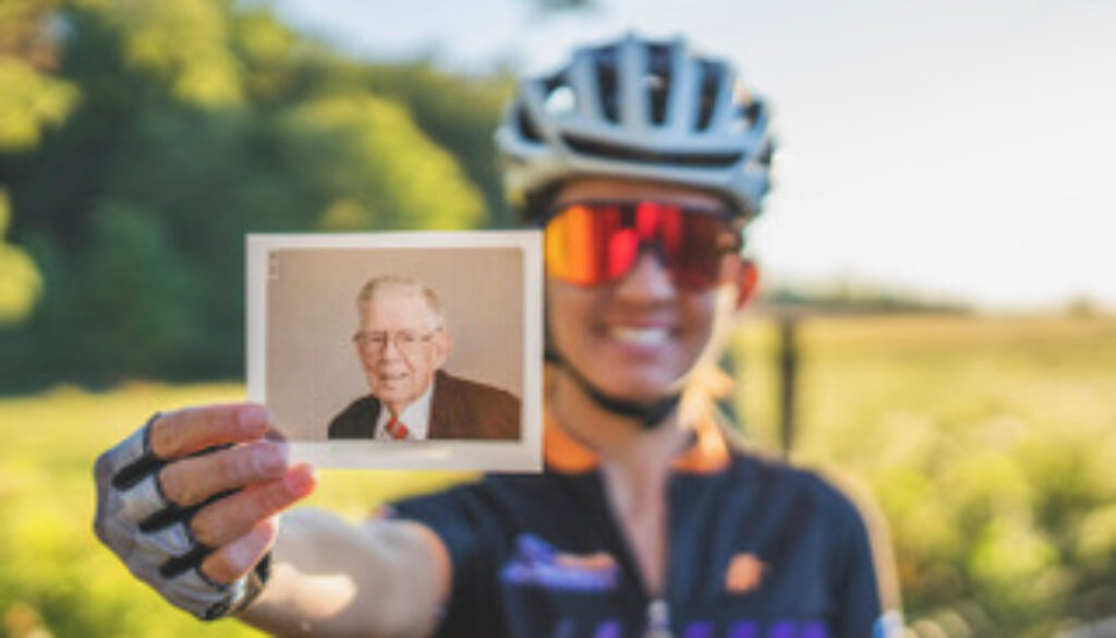 Ambassador Julie Dortch and Grandfather with Alzheimer's cyclist Why I Ride